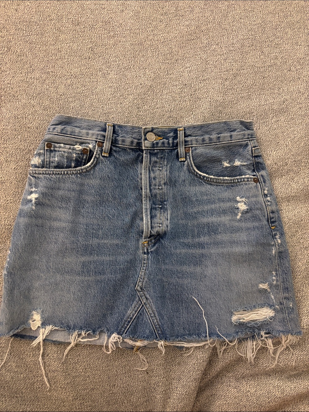 Agolde Distressed Denim Mini Skirt - size 27